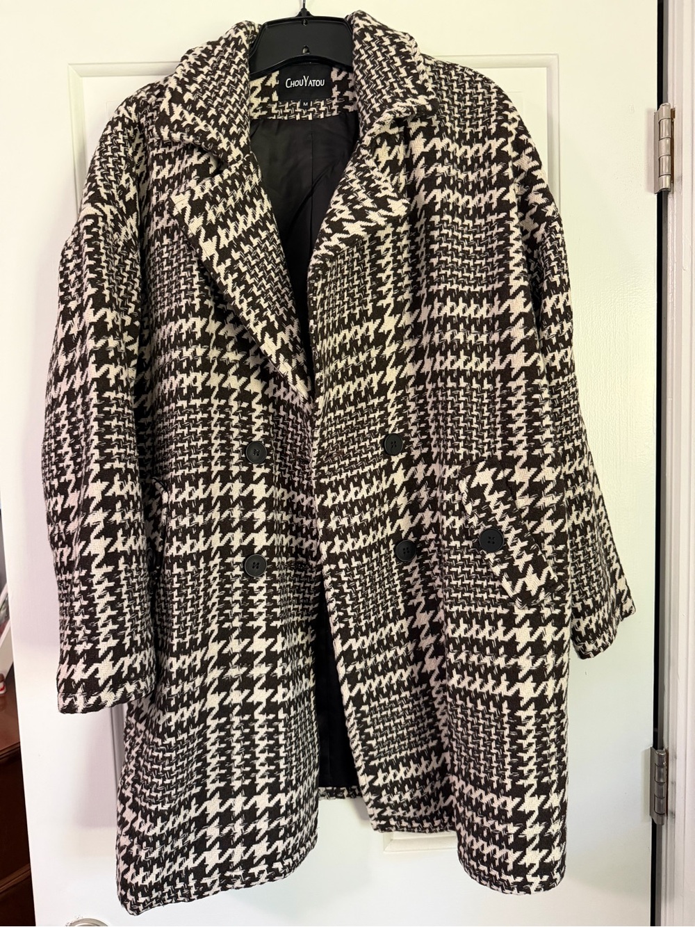 Women’s Winter Houndstooth Wool Blend Coat